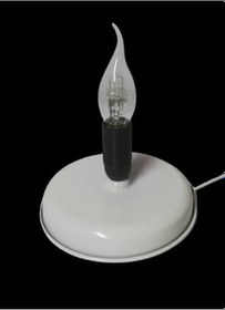 Resim TEKAY AYDINLATMA Beyaz Metal Ayaklı Abajur Kablolu Gece Lambası E 14 Duy Beyaz 34 x 48 