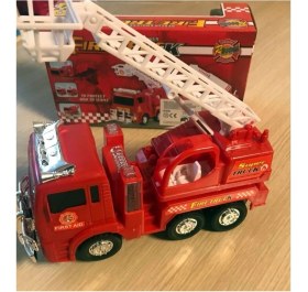 Resim Kırmızı Rescue Pilli Işıklı Sirenli Oyuncak İtfaiye Arabası Vinç Hareketli 3+ Yaş 