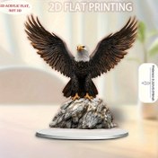 Resim 2D Düz, 2D Düz Akrilik Kartal Heykeli - 20.32x19.05 cm 2D Düz Dekoratif Plakla Kayalık Taban, Ev, Ofis, Bahçe ve Dış Mekan Dekoru için Majestik Kartal Tasarımı, Güç ve Otorite Simgesi, 2D Düz 