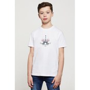 Resim Eiffel Tower Paris Illustration Eiffel Tower Baskılı Unisex Çocuk Beyaz T-Shirt 