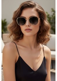 Resim Daniel Klein Dk4329-2 Siyah Gold Grace Round Modern Tasarım Premium Kadın Güneş Gözlüğü Gold 
