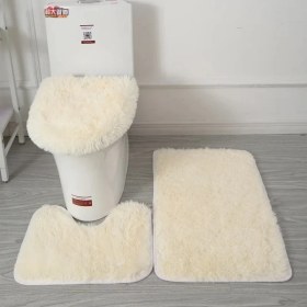 Resim DouranShop No.6 Stili Yeni Emici Banyo Tuvalet Kapağı Wc Halı Banyo Tuvalet Kapağı 3 Parça Düz Renk Kaymaz Banyo Paspas Kış Banyo Malzemeleri (Yurt Dışından) 