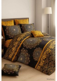 Resim Çift Kişilik Pamuklu Nevresim Takımı Varaklı Desenli Çok Renkli 