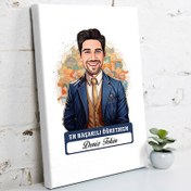 Resim Karikatürlü En İyi Erkek Öğretmen Kanvas Tablo 