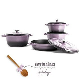 Resim Lava 4x New Heritage Serisi Mor Döküm Demir Tencere Seti LV S NHR 4X SET P 