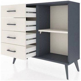 Resim Arges Şifonyer Tek Raflı 4 Çekmeceli 88x30x80 Antrasit-aytaşı Aytaşı 