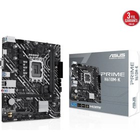 Resim Asus Prıme H610M-K Ddr5 5600MHZ HDMI VGA Matx 1700 