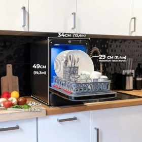 Resim MWX Teknoloji Bob Taşınabilir, 3l Su Kapasiteli Mini Bulaşık Makinesi | Karavan, Tekne, Ofis ve Küçük Mutfaklar Için Bulaşık Makinesi, Sarı Kapak 