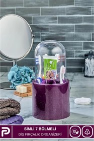 Resim Poomy 7 Bölmeli Fanuslu Simli Tasarımlı Diş Fırçalık Organizeri 