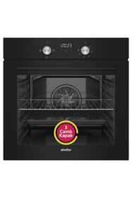 Resim Simfer Ankastre Set Siyah Dijital Power Turbo Fanlı Elektrikli Cam Ocaklı 2'li Set (Fırın+Elektrikli Ocak) 