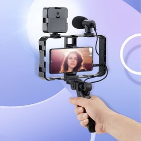 Resim HOTU A Canlı Yayın Doldurma Işığı ile Işık Tripodu, Taşınabilir Yayın Ekipmanı, Kare Işık, Tripod Standı ve Mikrofon Dahil, Kullanımı Kolay, Uzaktan Kumanda Dahil Değil 