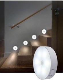 Resim 4’lü Hareket Sensörlü Şarjlı Led Lamba – Beyaz Işık | USB Type-C, Mıknatıslı 