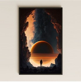 Resim Halkalı Gezegen Manzaralı Astronot Pleksi Tablo - Derin Uzay Temalı Dekor 