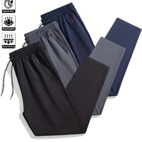 Resim 3 adet Erkekler için Fermuarlı Cep, Elastik Bel, Bağcıklı Tasarım, Erkekler için Hızlı Kuruyan Spor Şortları, Nefes Alabilen İnce Spor Pantolonları, Rahat ve Konforlu Dış Mekan Pantolonları, Egzersiz, Koşu, Koşu gibi çeşitli dış mekan etkinlikleri için uygun 