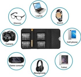 Resim Tornavida Seti Tamir Kiti, Deri Cüzdan Kılıflı, Bilgisayar, Telefon ve Saat Tamir Pratik ve Basit Kit CÜZDANLI 