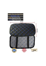 Resim Audi Tt Deri Oto Kolçak Kılıfı Örtüsü Capitone Süngerli Mavi Nakışlı-33 