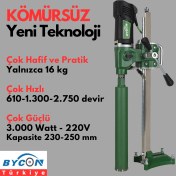 Resim Bycon Kömürsüz 230 mm Delme Kapasiteli Kompakt Sabit Sehpalı Karot Seti 