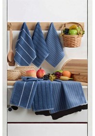 Resim 6 Lı Luna Naturel Mutfak Havlu Seti %100 Pamuklu 30x50 Cm Lacivert Çok Renkli 