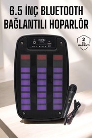 Resim Techno Stock Bluetooth Hoparlör RGB Işıklı USB SD Kart Girişli Taşınabilir 
