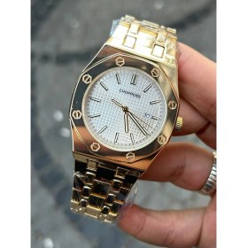 Resim Choppers Fm Gümüş Gold Renk Kordon ve Kasa Beyaz Renk Hologram Kadran Takvimli 42 mm Köşeli Çelik Kasa Tarzınızı Yansıtacak Erkek Kol Saati 