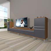 Resim Eko 9220T Mdf Krom Ayaklı Tv Ünitesi Tv Sehpası - Ceviz - Antrasit 