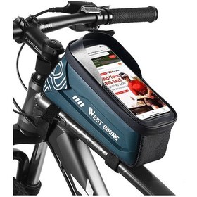 Resim West Biking YP0707277 Bisiklet Üst Tüp Dokunmatik Telefon Tutucu Çanta Koyu Yeşil 