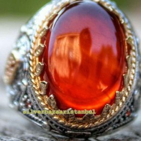 Resim Original Carnelian Agate Aqeeq 925 Sterling Silver Mens Ring - US: 6.5 / 54 mm / Turk: 14 