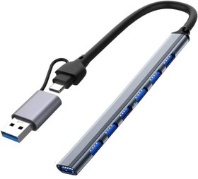 Resim Coverzone Type-C USB 3.0 7 Portlu Hub Otg Çoğaltıcı Pc Telefon Bilgisayar Uyumlu Veri Aktarımı Mouse Klavye Bağlantısı ADS303D 