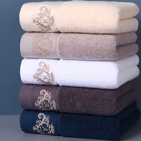Resim Lüks 5 Yıldızlı Deneyim | 450GSM Yumuşak Nakışlı Havlu - Lüks Taç Deseni, Kalın Pamuk, Ev, Otel ve Seyahat Gereksinimleri için Dikdörtgen Tasarım, Lüks Aksesuar, Modern Nakış, Dayanıklı Nakış 