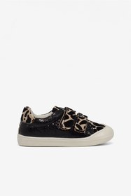 Resim Tonny Black Kız Çocuk Siyah Leopar İlk Adım Taşlı Rahat Kalıp Sneaker 