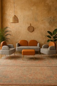 Resim Zem Petra Çay Seti Siyah Kazayağı/taba Deri (2 ADET TEKLİ BERJER 1 ADET IKİLİ BERJER 1 ADET PUF) 