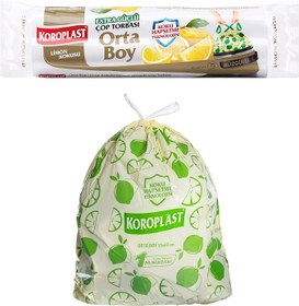Resim Koroplast Ekstra Güçlü Limon Kokulu Büzgülü Orta Boy Çöp Poşeti 15li 