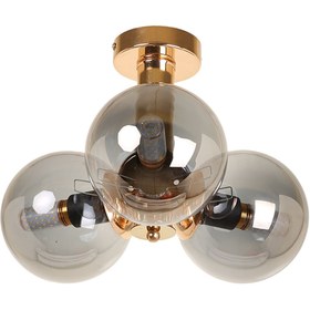 Resim HALL BREATHE 3'lü Gold Kaplama Füme Camlı Modern Tavan Avizesi 