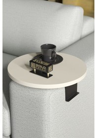 Resim Yan Sehpa Ayarlanabilir Tepsi Dekoratif Modern Tepsi Koltuk Sehpası Krem 