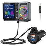 Resim Elmpaly Nulaxy Km28 Gri Kablosuz Araç Fm Verici Hızlı Şarj Hands Free Mp3 Çalar 