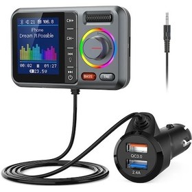 Resim Elmpaly Nulaxy Km28 Gri Kablosuz Araç Fm Verici Hızlı Şarj Hands Free Mp3 Çalar 