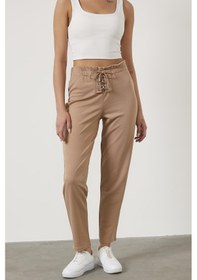 Resim Beli Lastikli Önü İp Detaylı Eşofman Alt - Bej 