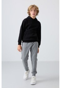 Resim Tommylife Tommy Life Gri Melanj Pamuklu Kalın İçi Tüylü Yumuşak Dokulu Standart Fit Nakışlı Erkek Çocuk Eşofman Alt - 11 Gri Melanj 