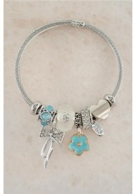 Resim Kadın 316 L Çelik Karışık Figürlü Charm Bileklik Tkr001-5346 Gümüş 