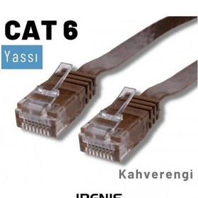 Resim Irenis CAT6 Kablo Yassı Ethernet Network Lan Ağ İnternet Kablosu 15 M Kahverengi 