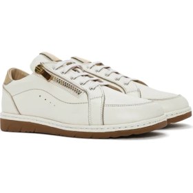 Resim Derimod Kadın Krem Bağcıklı Deri Sneaker 26PFD410518 