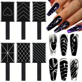 Resim Yapay tırnak kedi gözü mıknatısı, 3D hayalet desenli manikür seti 