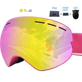 Resim Schulzz Ioqx Renkli Unisex Kayak Snowboard Gözlüğü UV400 Anti Sis Açık Pembe Polikarbonat Malzeme 