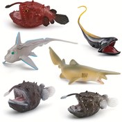 Resim Gerçekçi Okyanus Derin Deniz Canlıları Modeli: Kılıçbalığı, Geniş Boğazlı Yılan Balığı ve Gümüş Köpekbalığı - Bilişsel Öğrenme için Masaüstü Dekor 