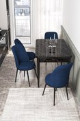 Resim Canisa Kor Serisi 70x114 Açılabilir Mutfak Masası Takımı Siyah Mermer Desen Masa 4 Lacivert Sandalye 