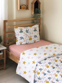 Resim Evmila Minik Peri Kızlar Desenli Nevresim Takımı - 160x220cm Nevresim +50x70cm Yastık Kılıfı+100x200cm Çarşaf 