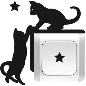 Resim nehay shop Priz Kedi özel yeni sticker Set Siyah Kedi Yıldız Etiket Duvar özel yeni sticker 