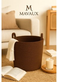 Resim Mavaux Çok Amaçlı, 30cm-30cm Orta Boy, Yanları Saplı, Jüt, Hasır, Dokuma Sepet, Düzenleyici Organizer Kahverengi 