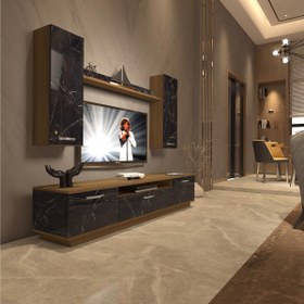 Resim Decoraktiv Trendstyle 5D Mdf Tv Ünitesi Tv Sehpası - Pera - Siyah Mermer 