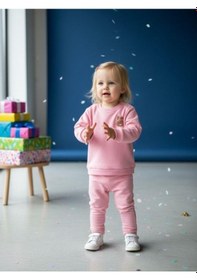 Resim Kız Bebek Pamuklu Punch Tavşan Nakışlı Sweatshirt-16336 Pembe 